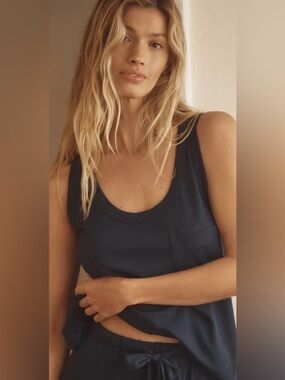 Lou & Grey Navy Sleeveless Pocket Tank Top